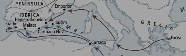 Ruta de los foceos para llegar a Ampurias