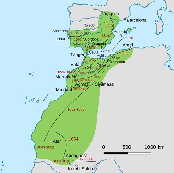 Máxima extensión del Imperio Almorávide 